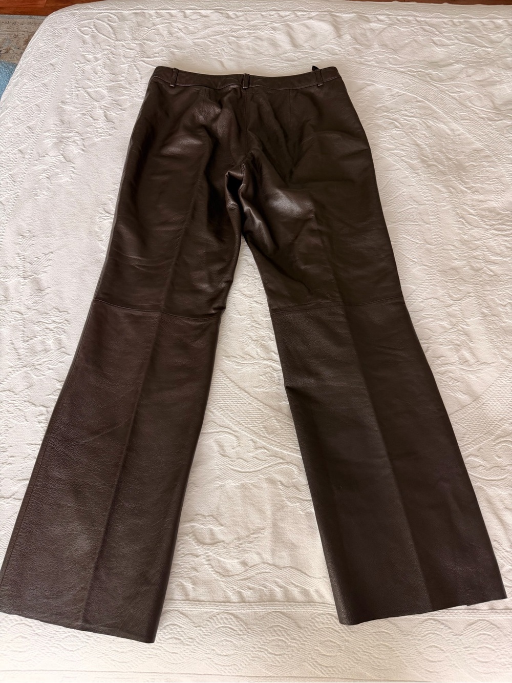 Genuine Leather Pants Women’s 12 Dark Chocolate Brown Straight Leg Full Length - Picture 9 of 9